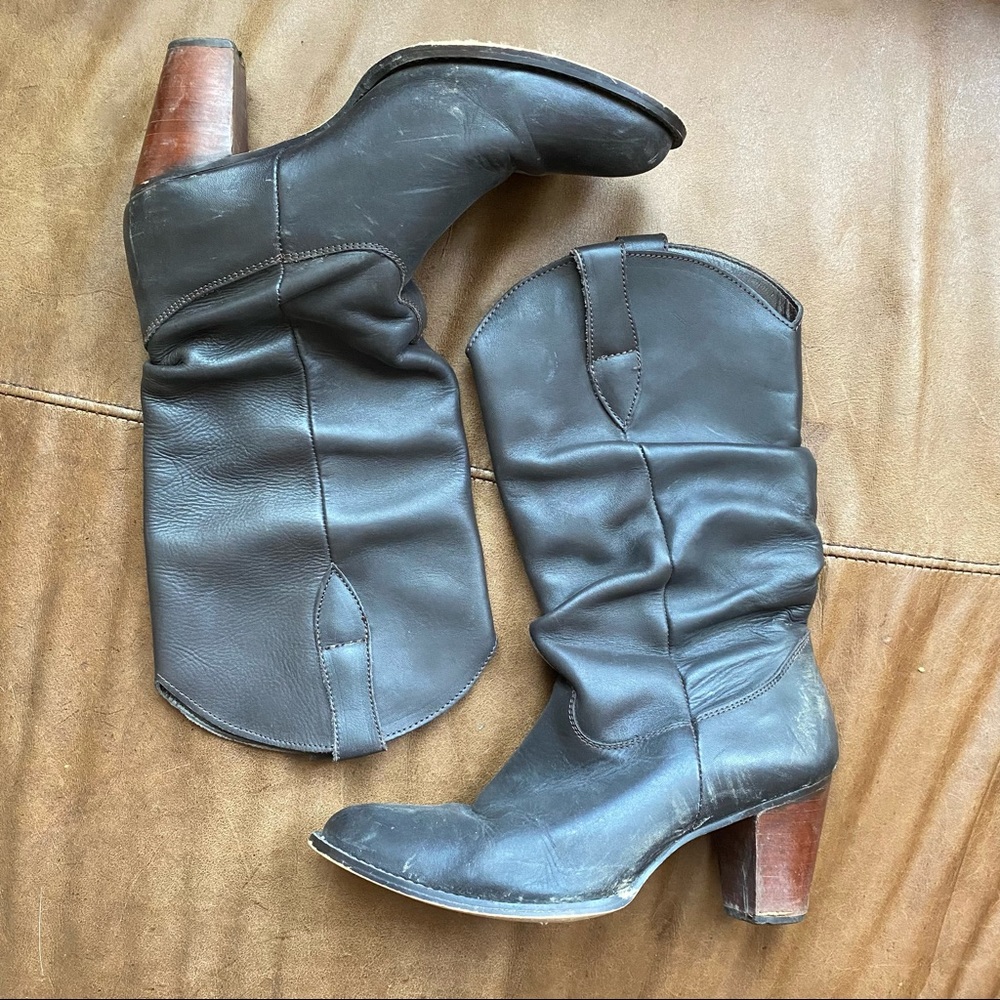 Dark Brown + Leather + Cowboy Heel + Women’s 8.5